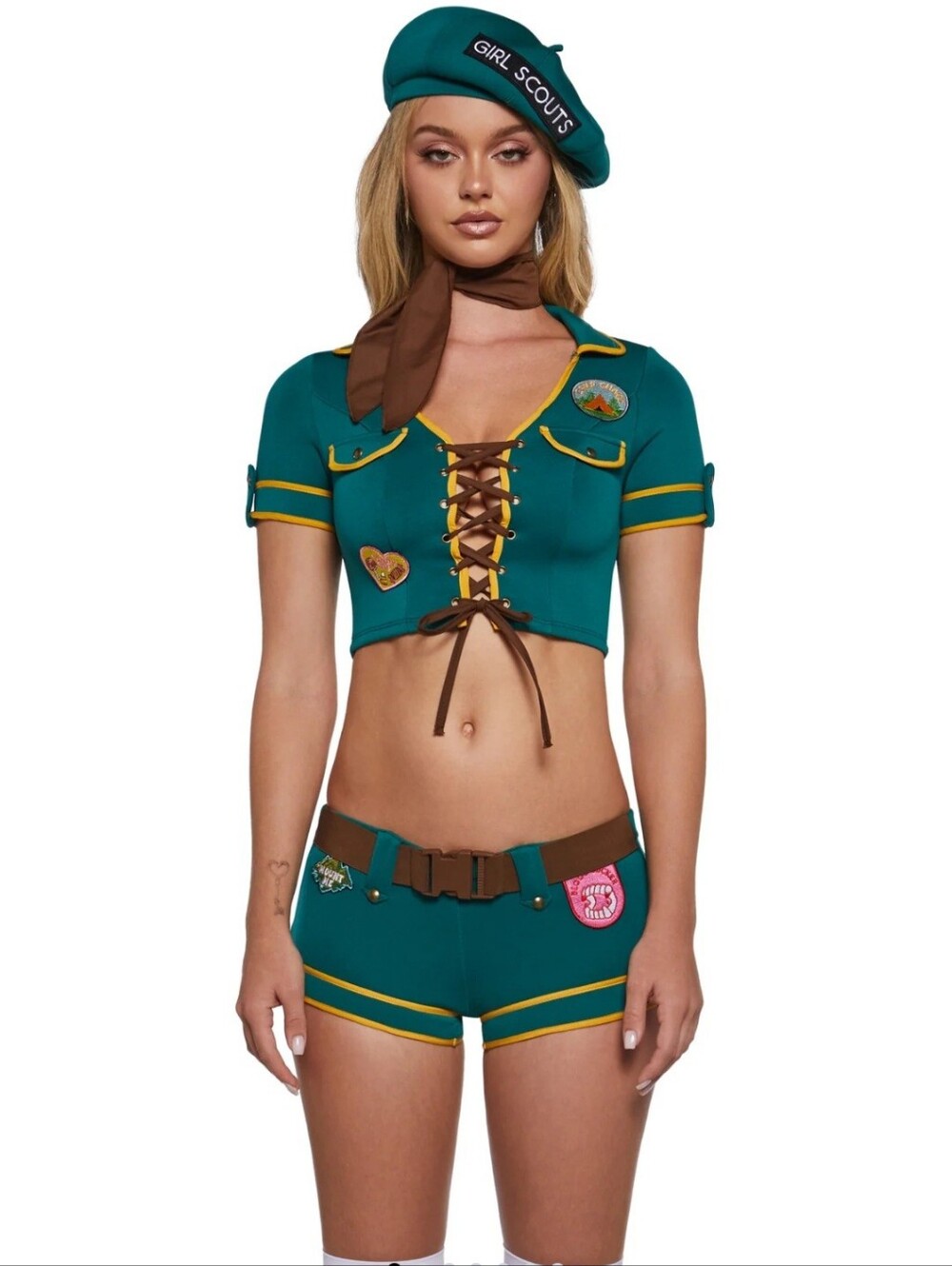 Dolls Kill Green & Yellow Girl Scouts-Jacket and Shorts Set Hween Costume - Picture 15 of 15